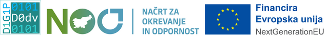 logotip projekta, instrumenta EU za okrevanje in odpornost in načrta RS za okrevanje in odpornost